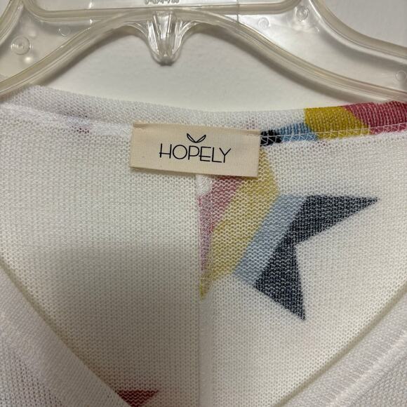 NWT HOPELY White Star Print  Women's Bohemian Long Sleeve V-neck Top Medium - Picture 4 of 5